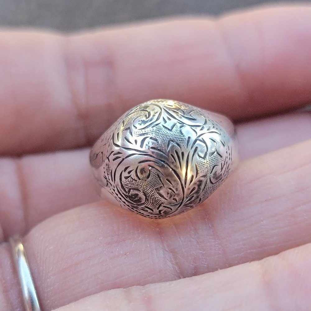 Vintage 925 sterling silver SIAM bubble untricately hand chased engraved ring - Picture 13 of 15